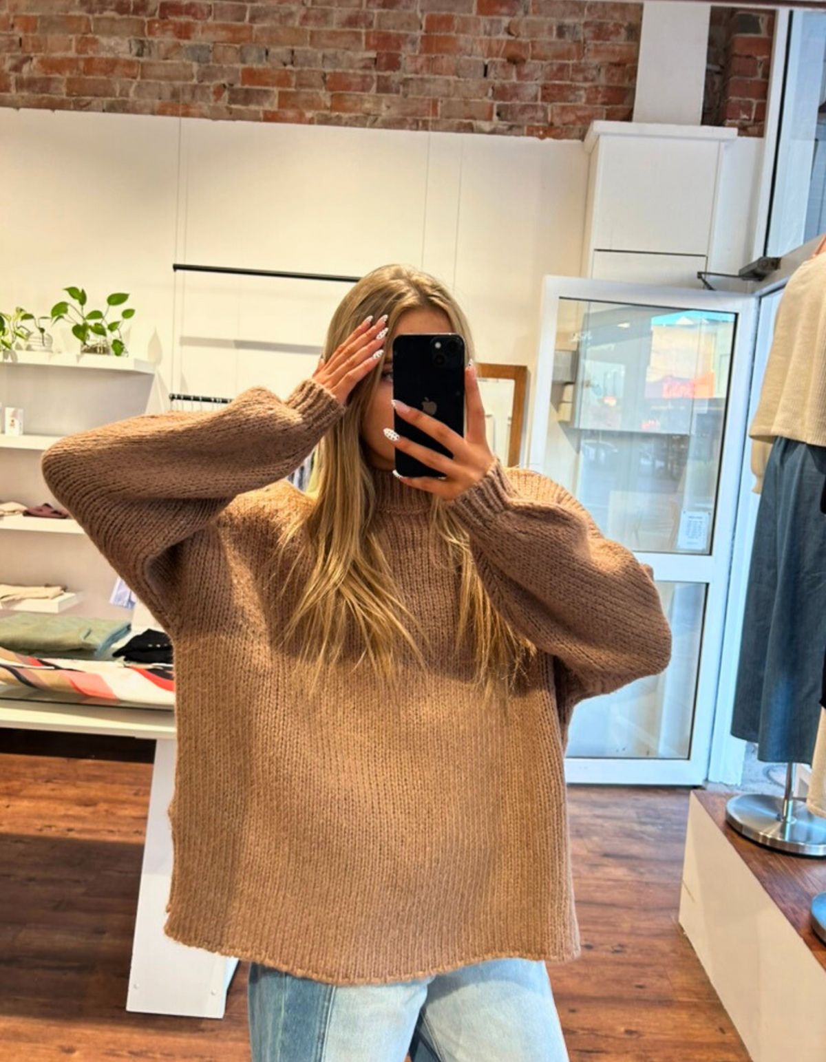 Cove Crew Neck Oversized Knit Jumper in Mocha