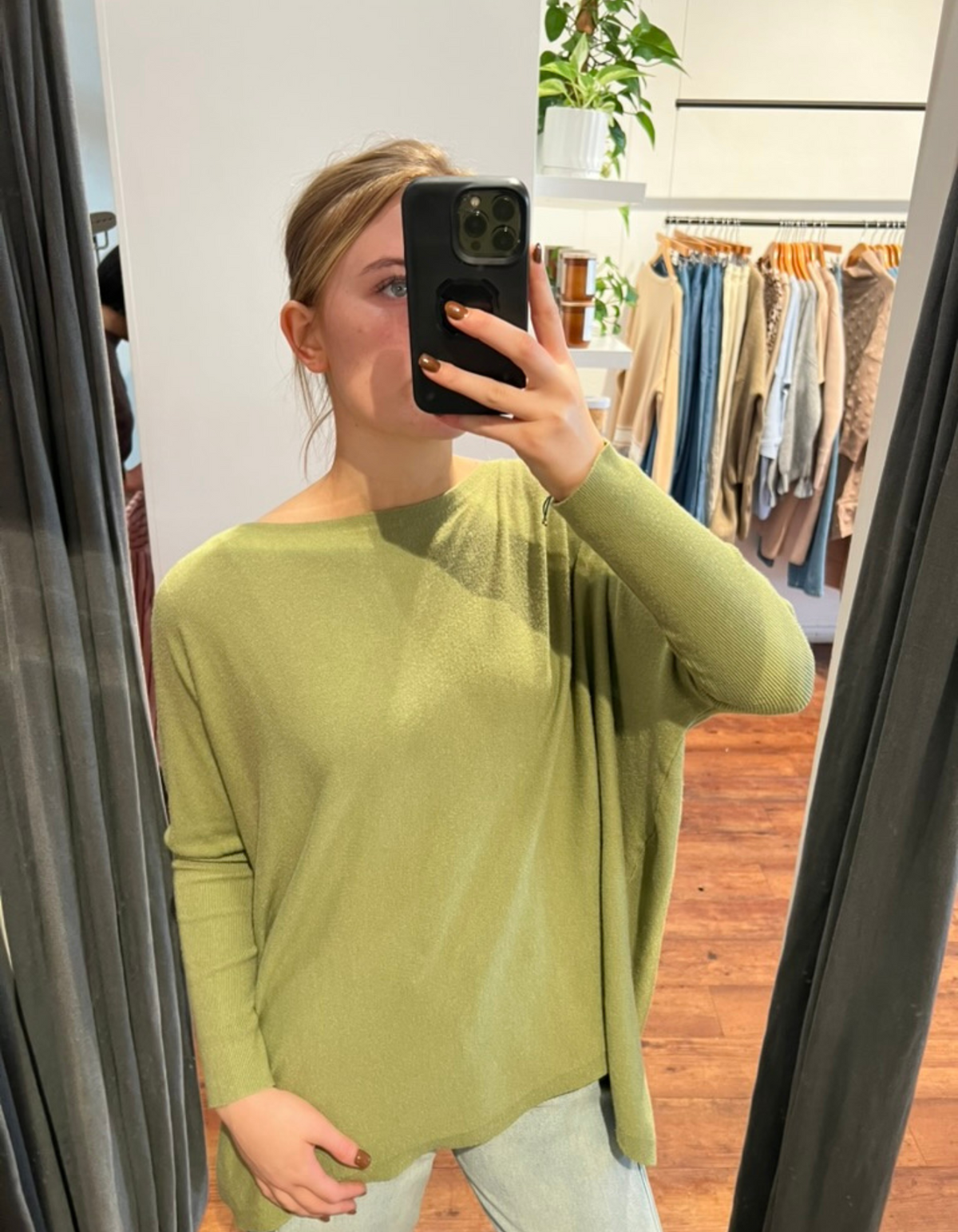 Willow Cotton Knit Jumper in Olive Green