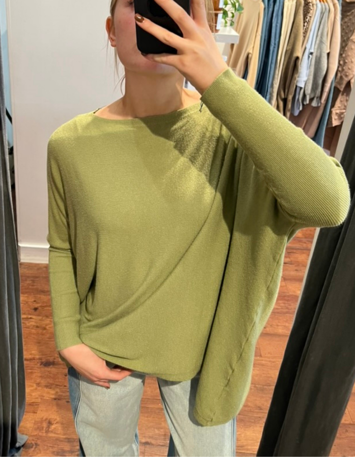 Willow Cotton Knit Jumper in Olive Green