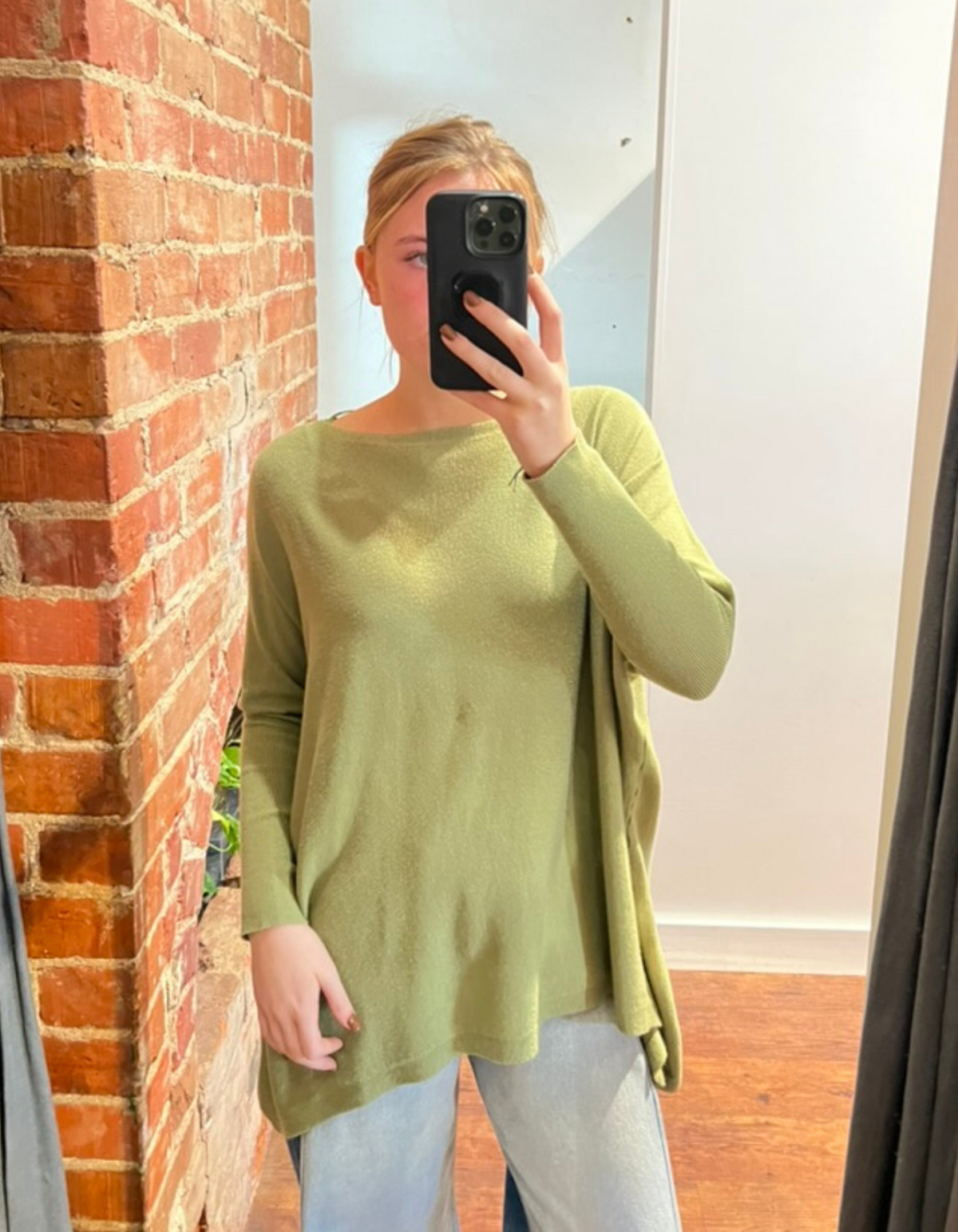 Willow Cotton Knit Jumper in Olive Green