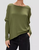 Willow Cotton Knit Jumper in Olive Green