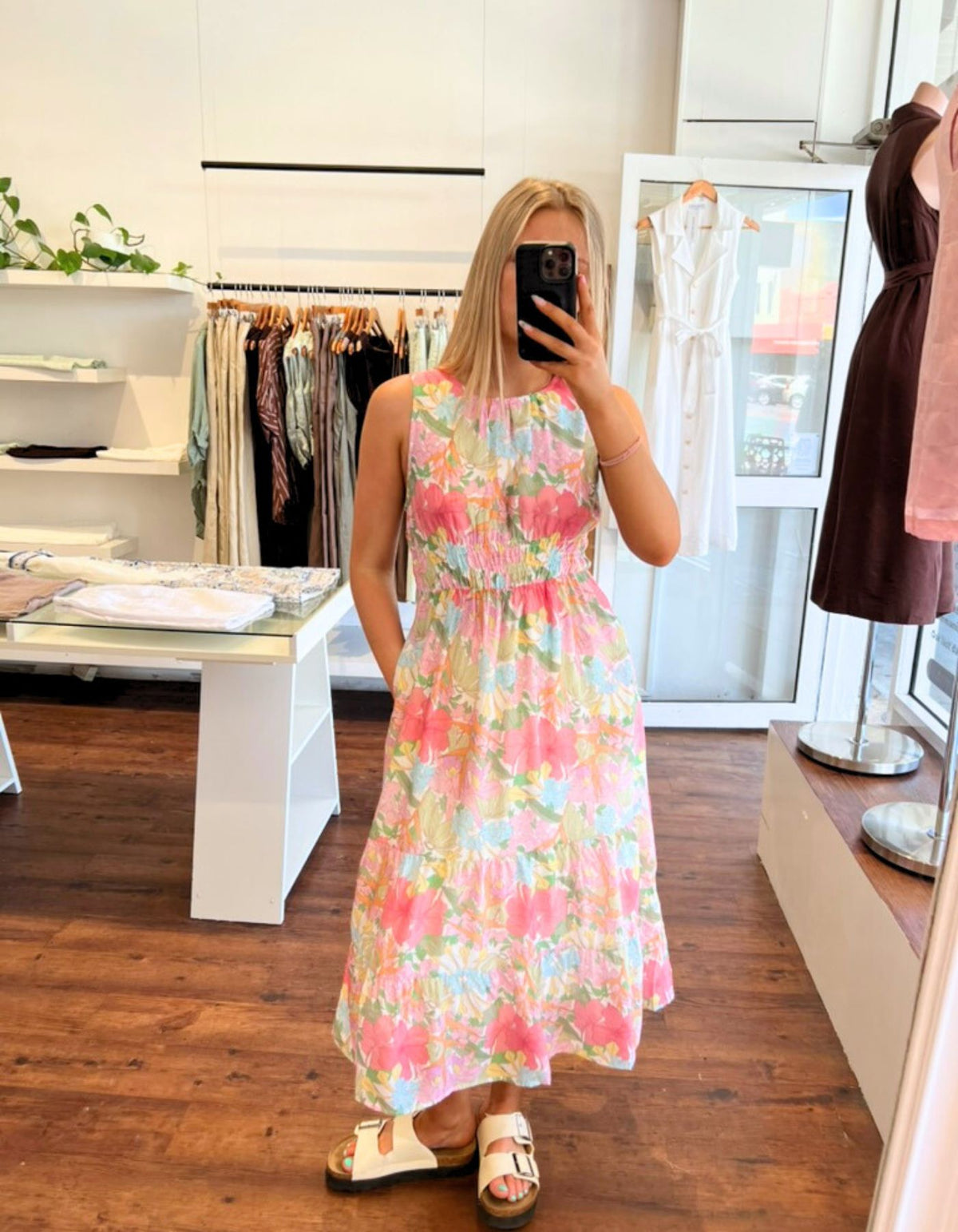 Mavi Elastic Waist Midi Dress in Floral