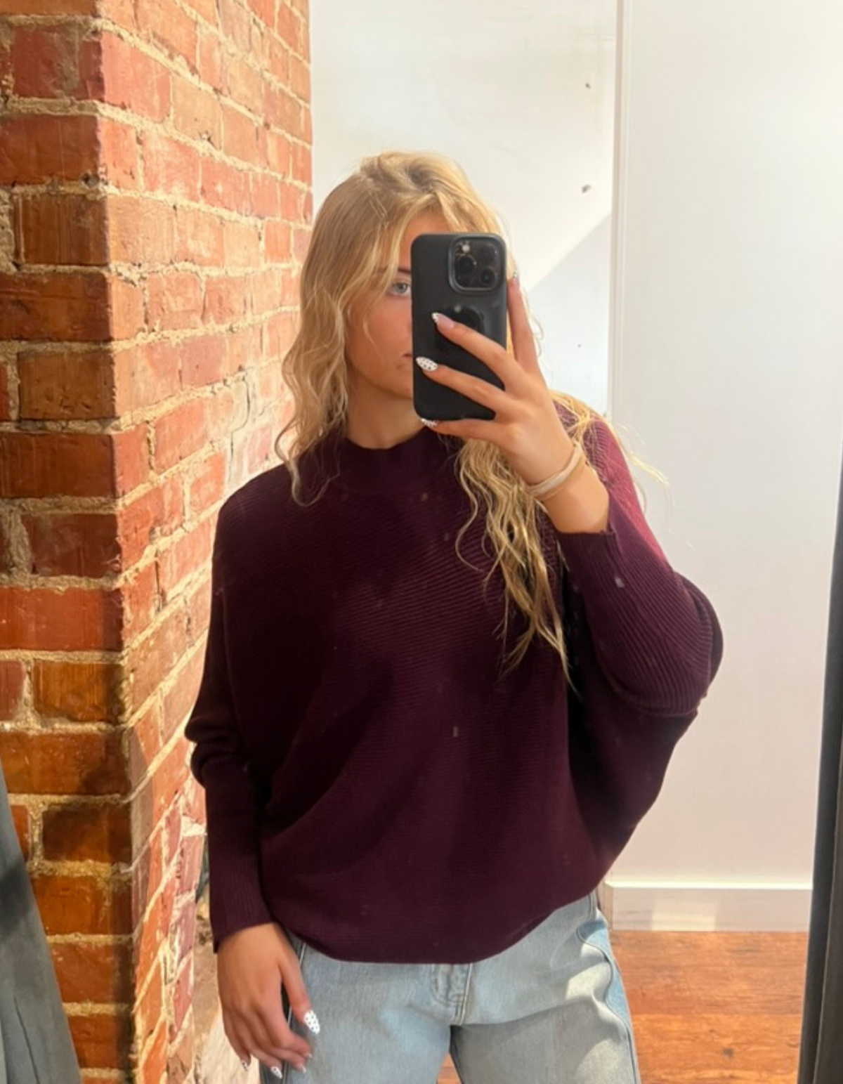 Solace Ribbed Knit High Neck Jumper in Plum