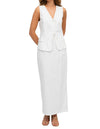 Quill Front Ties Sleeveless Vest Top in White