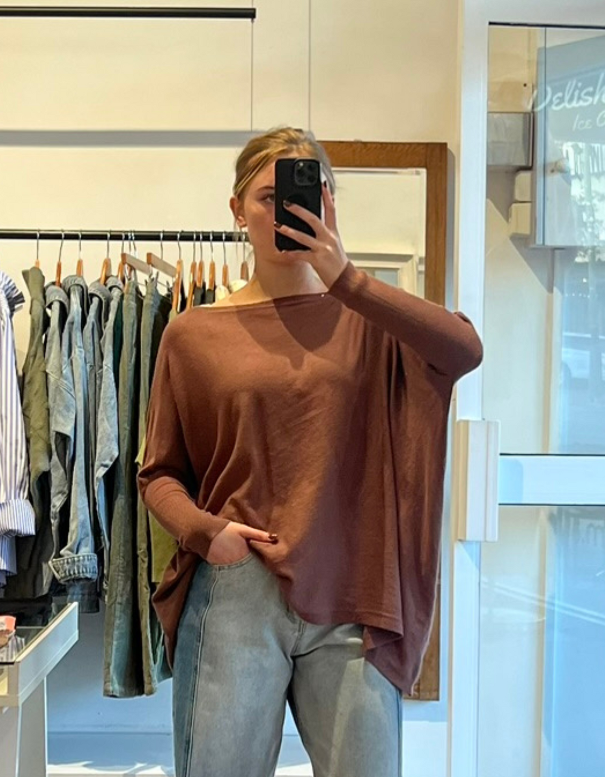 Willow Cotton Knit Jumper in Brown