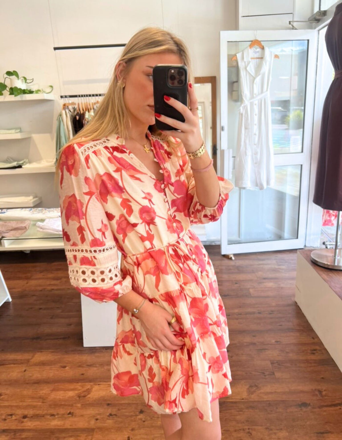 Arin 3/4 Sleeve Dress in Pink Floral