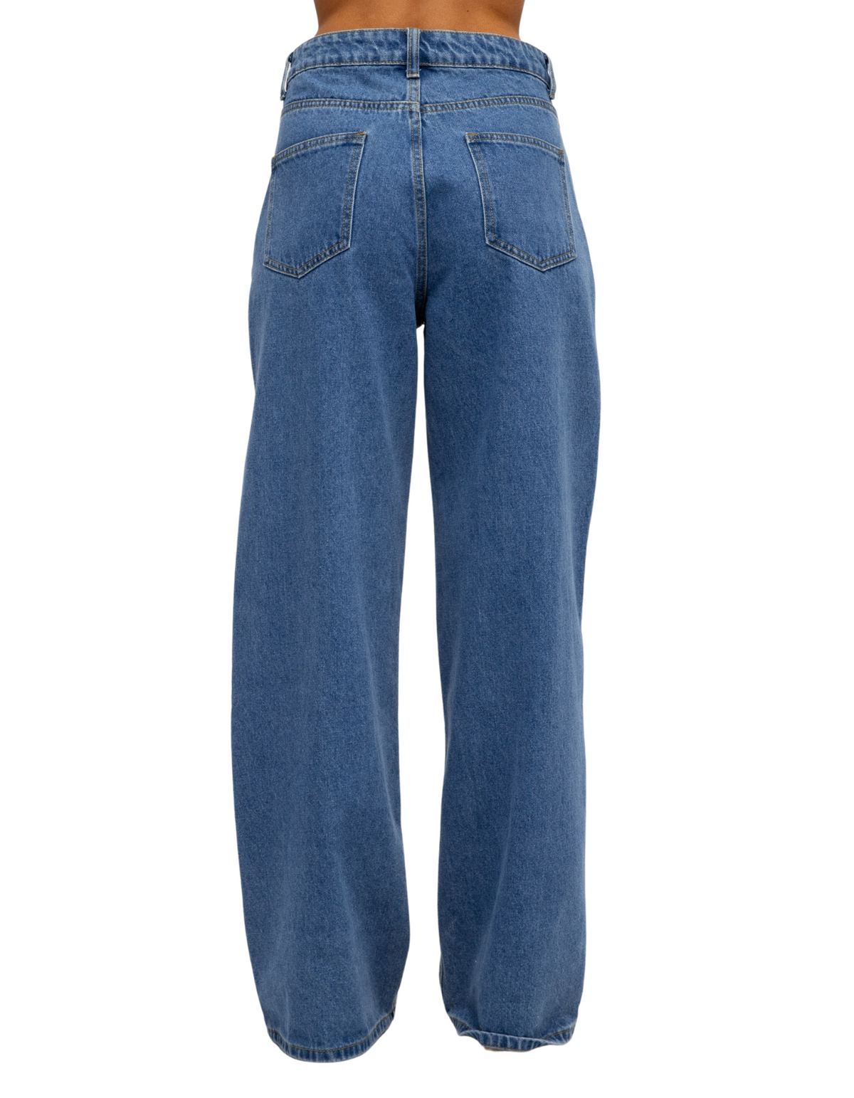 Tilly Contrast Panel Wide-Leg Jean in Blue Denim