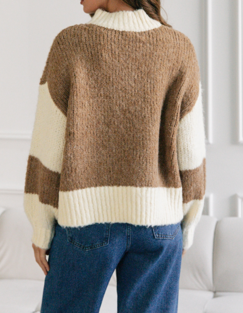 Scout Crew Neck Oversized Knit Jumper in Tan