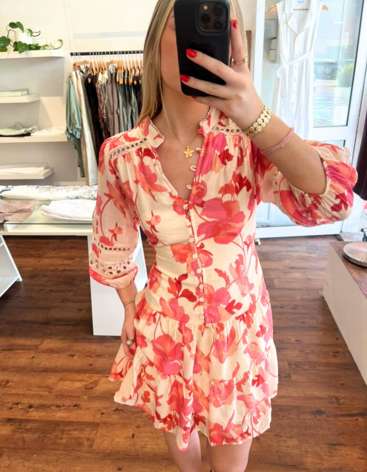 Arin 3/4 Sleeve Dress in Pink Floral