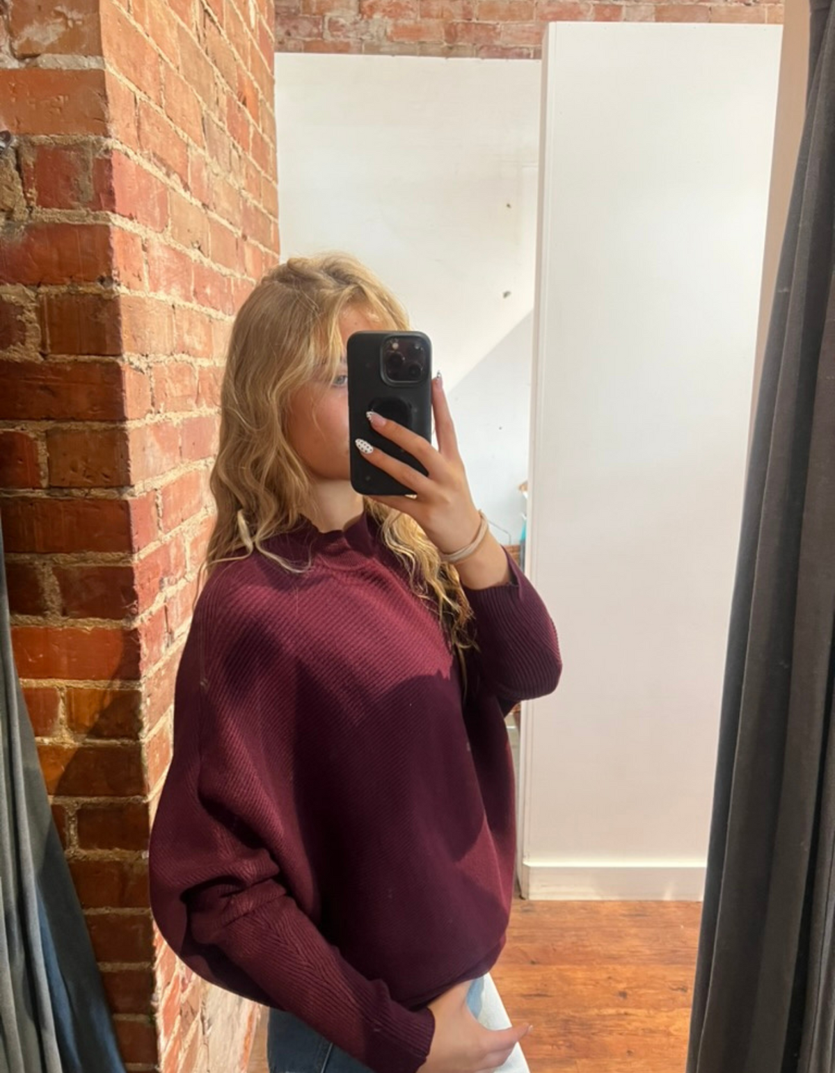 Solace Ribbed Knit High Neck Jumper in Plum
