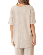 Nash Relaxed Fit Rib Knit Top in Beige