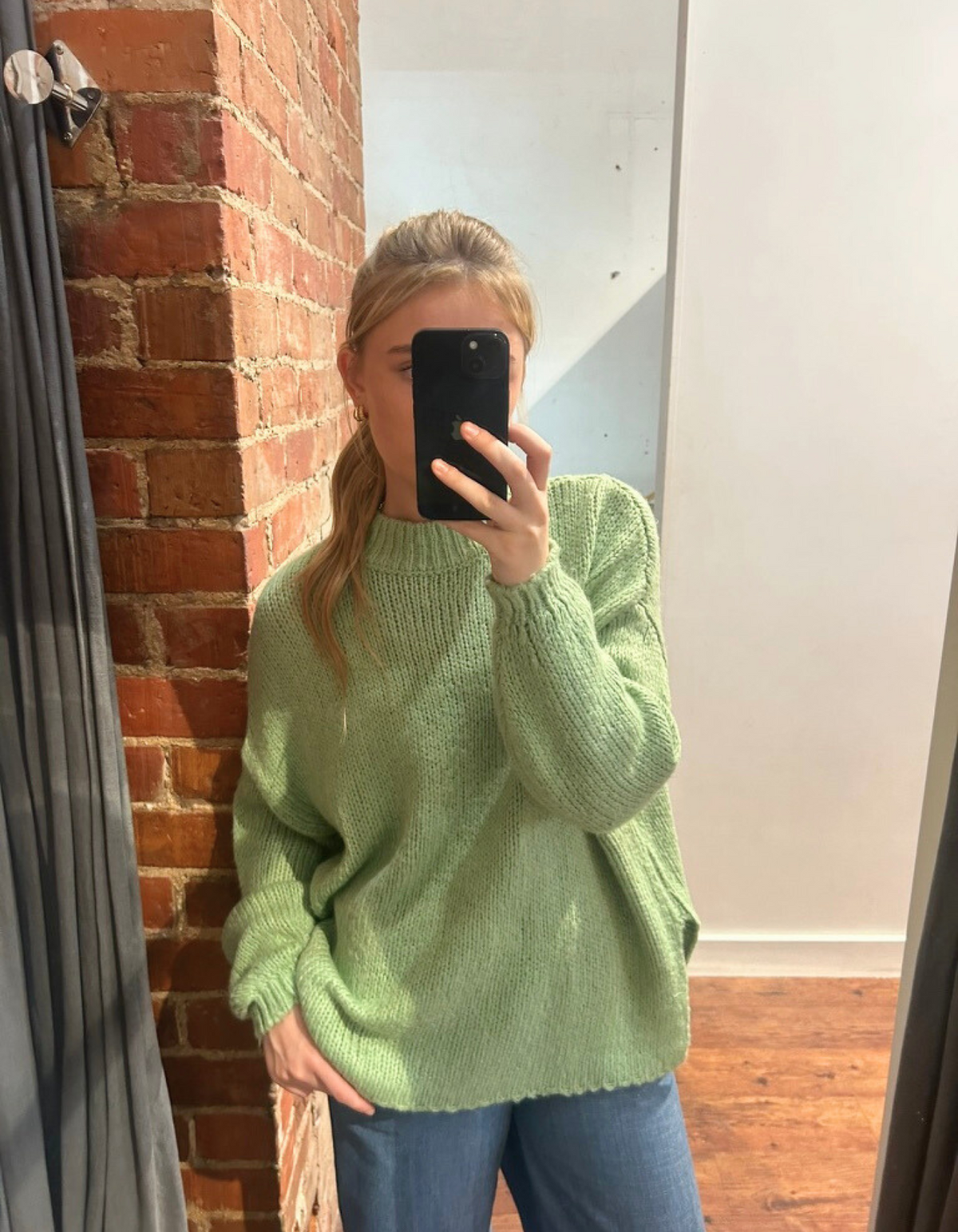 Cove Crew Neck Oversized Knit Jumper in Green