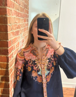 Khloe Button-Down Blouse in Midnight Bloom