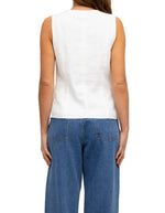 Quill Front Ties Sleeveless Vest Top in White