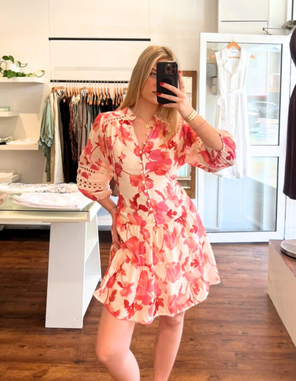 Arin 3/4 Sleeve Dress in Pink Floral