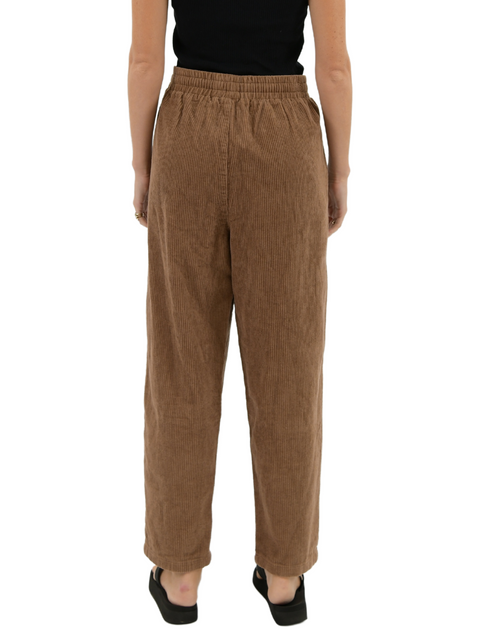 Bern Elastic Waist Relaxed Cord Pants in Brown