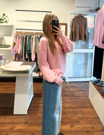 Tilly Contrast Panel Wide-Leg Jean in Blue Denim