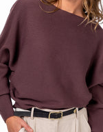 Addy Relaxed Fit Ribbed Knit Jumper in Brown