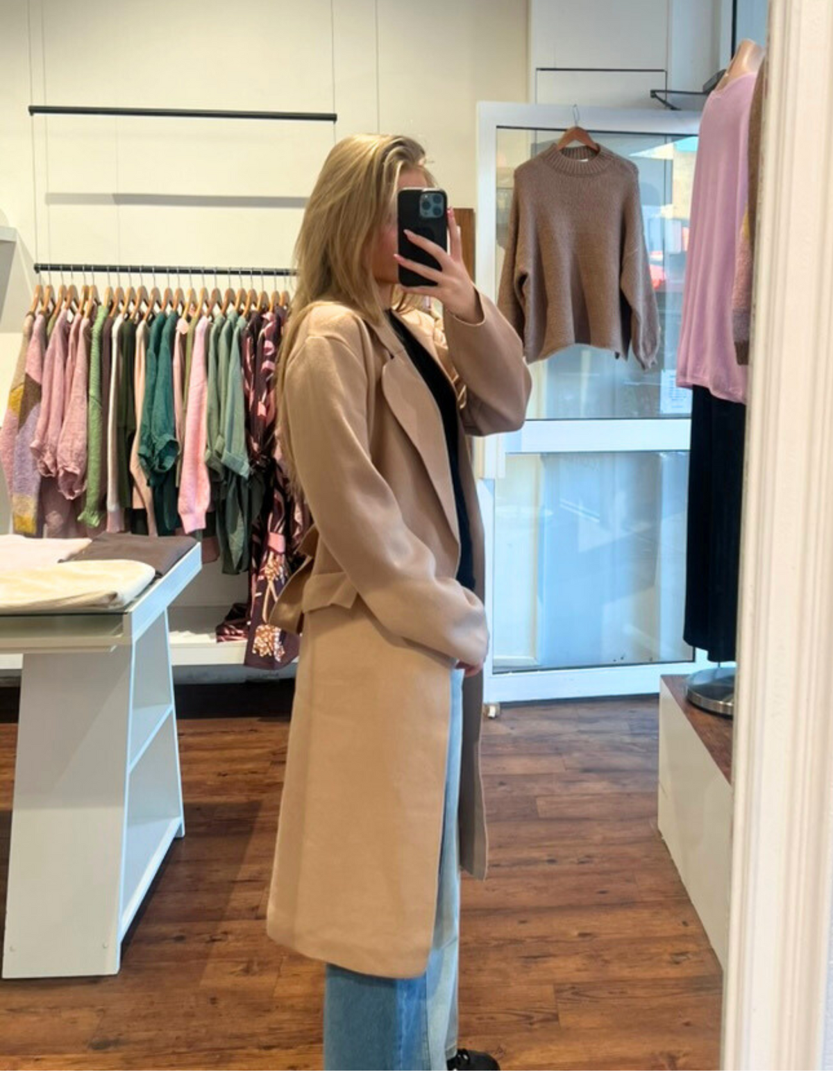 Ash Coatigan with Fabric Waist Tie in Camel