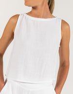 Alexa Button Back Crop Top in White