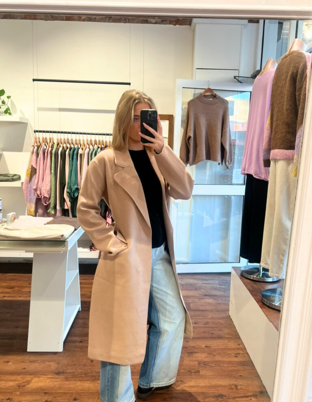 Ash Coatigan with Fabric Waist Tie in Camel