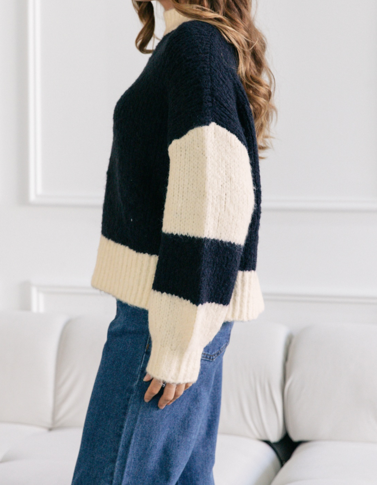 Scout Crew Neck Oversized Knit Jumper in Navy