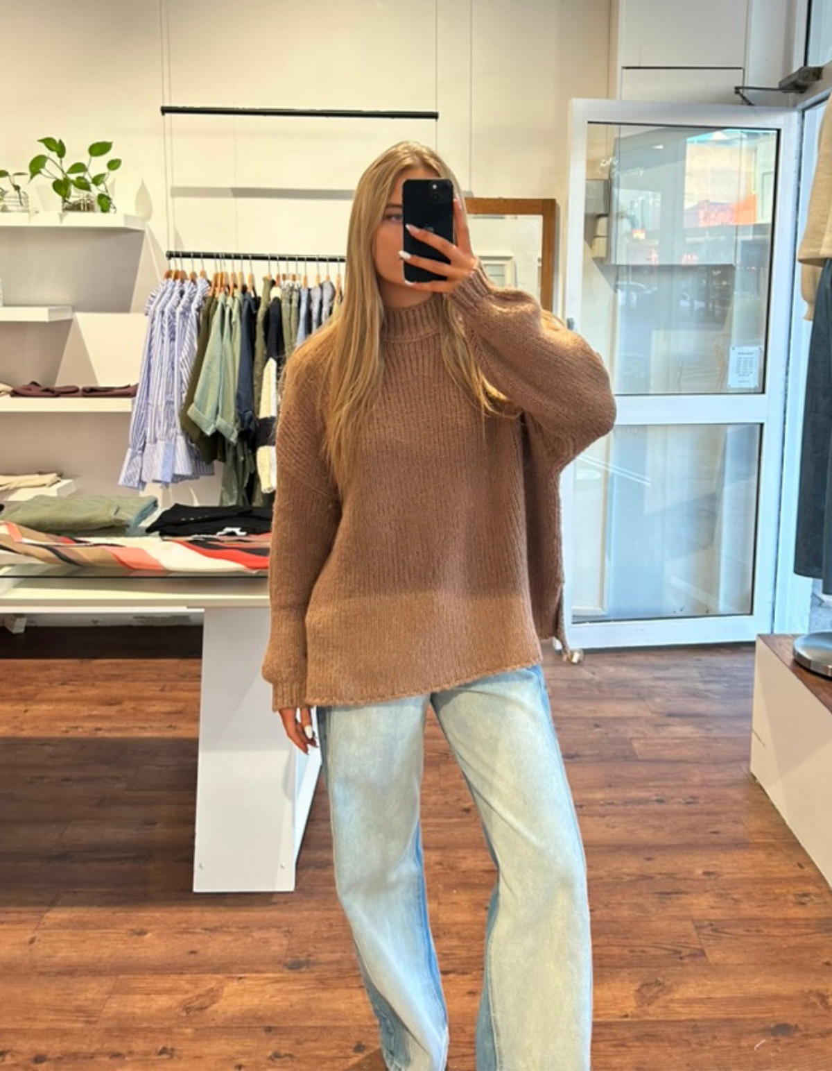 Cove Crew Neck Oversized Knit Jumper in Mocha