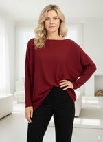 Willow Cotton Knit Jumper in Wine Red