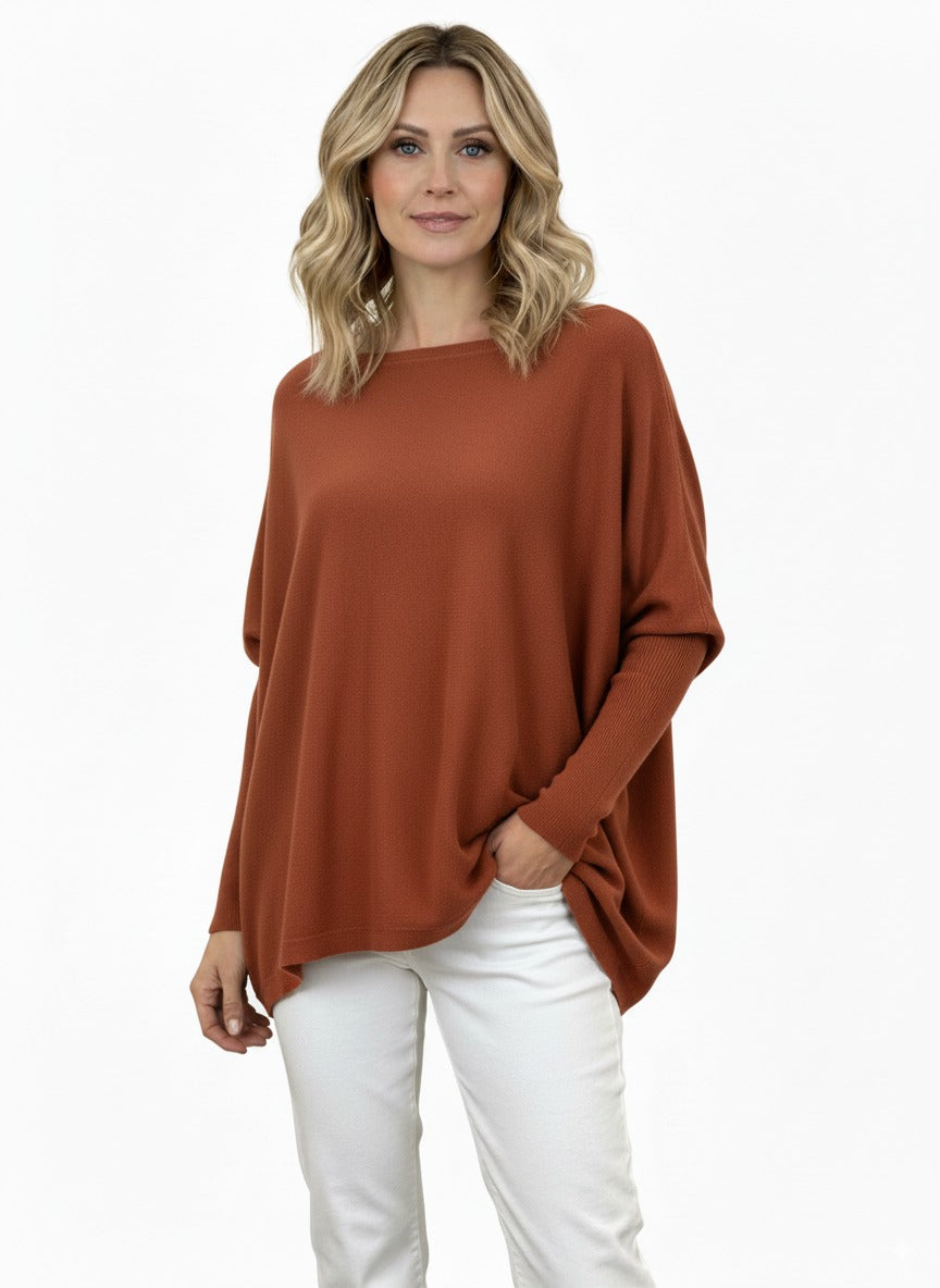 Willow Cotton Knit Jumper in Burnt Orange