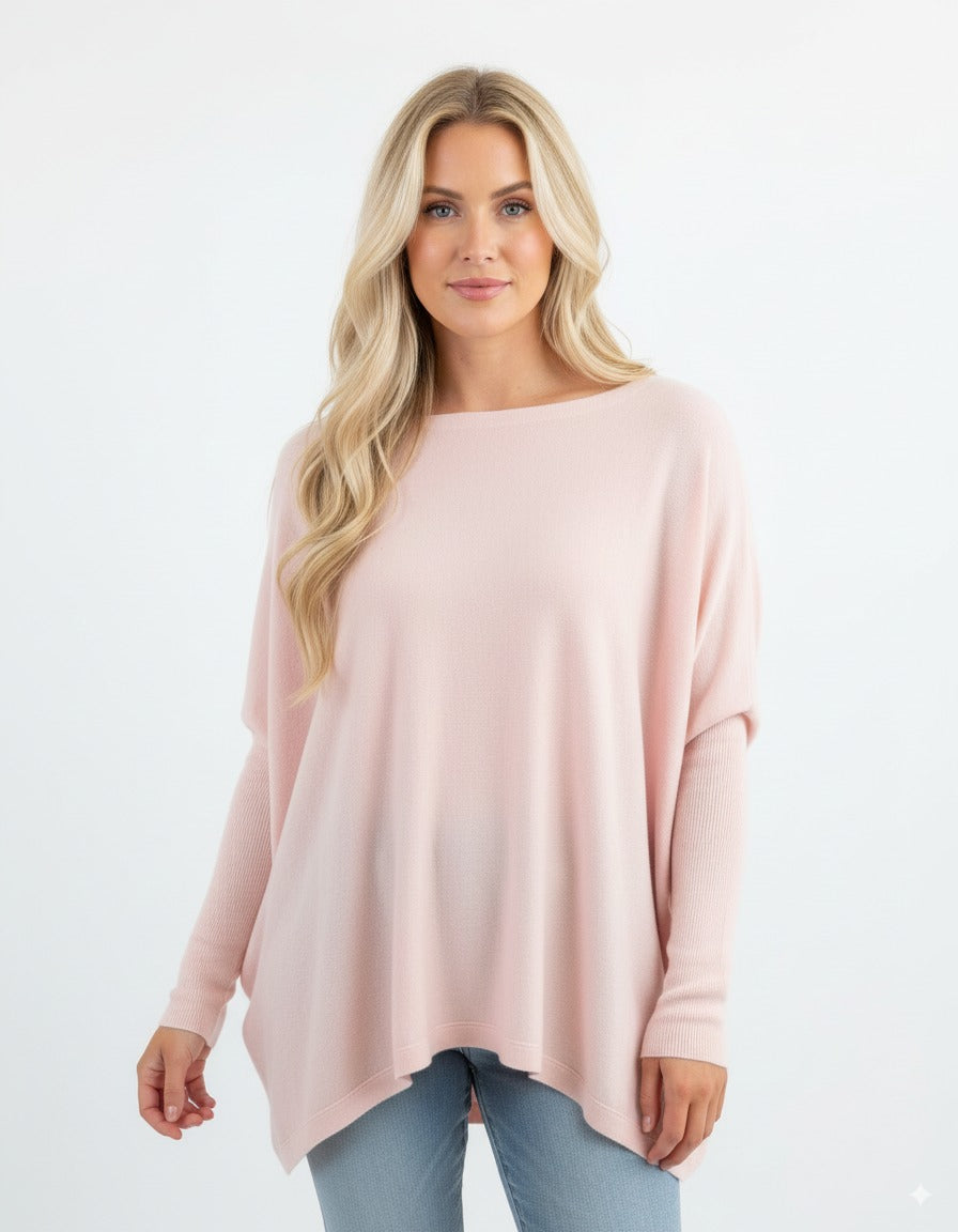 Willow Cotton Knit Jumper in Soft Pink