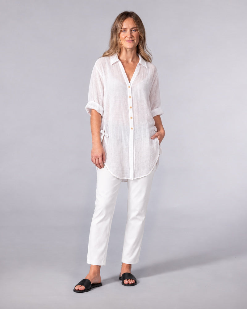 Hawthorn White Cotton Blend Oversized Shirt