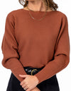 Addy Relaxed Fit Ribbed Knit Jumper in Rust