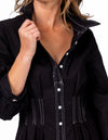 Maple Half Sleeve Button Down Midaxi Dress in Black Denim