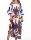 Carey Midaxi Dress in Fabulous Blue/Red Print