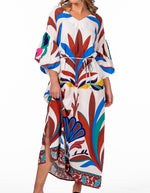 Carey Midaxi Dress in Fabulous Blue/Red Print