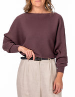 Addy Relaxed Fit Ribbed Knit Jumper in Brown