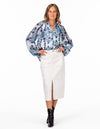 Adele Button Down Long Sleeve Blouse in Blue Print