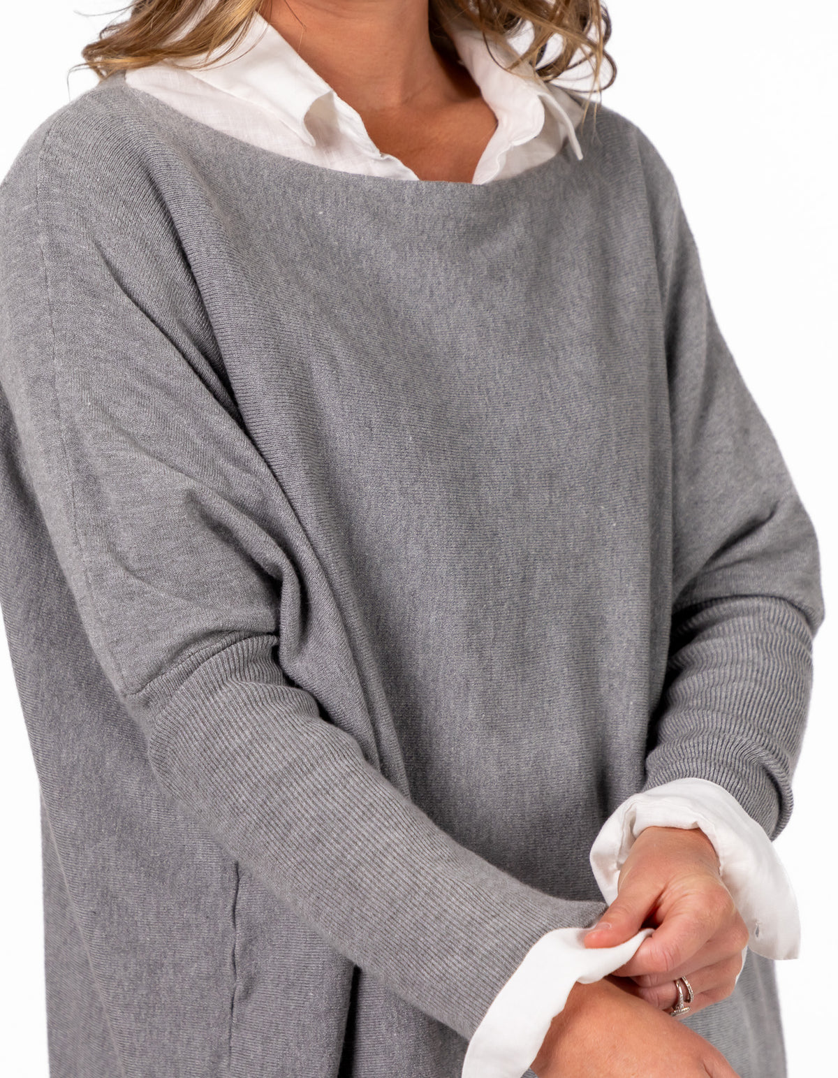 Willow Cotton Knit Jumper in Grey