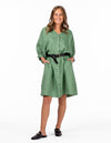 Burbank Relaxed Fit Button Down Dress in Cool Green Linen