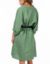 Burbank Relaxed Fit Button Down Dress in Cool Green Linen