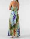 Barnet Halter Neck Maxi Dress in Beige Floral Print