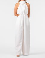 Hermosa Halter Neck Wide Leg Playsuit in White
