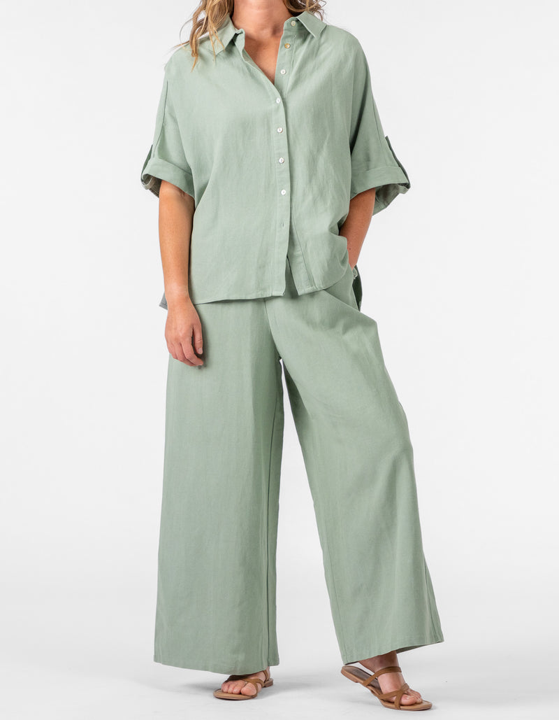 Corbin Elastic Waist Pants in Sage