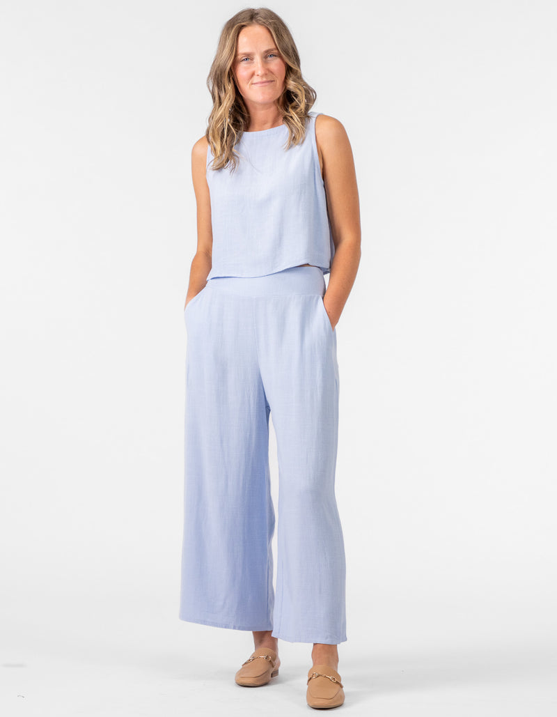 Alexa Elastic Waist Ankle Pants in Light Blue