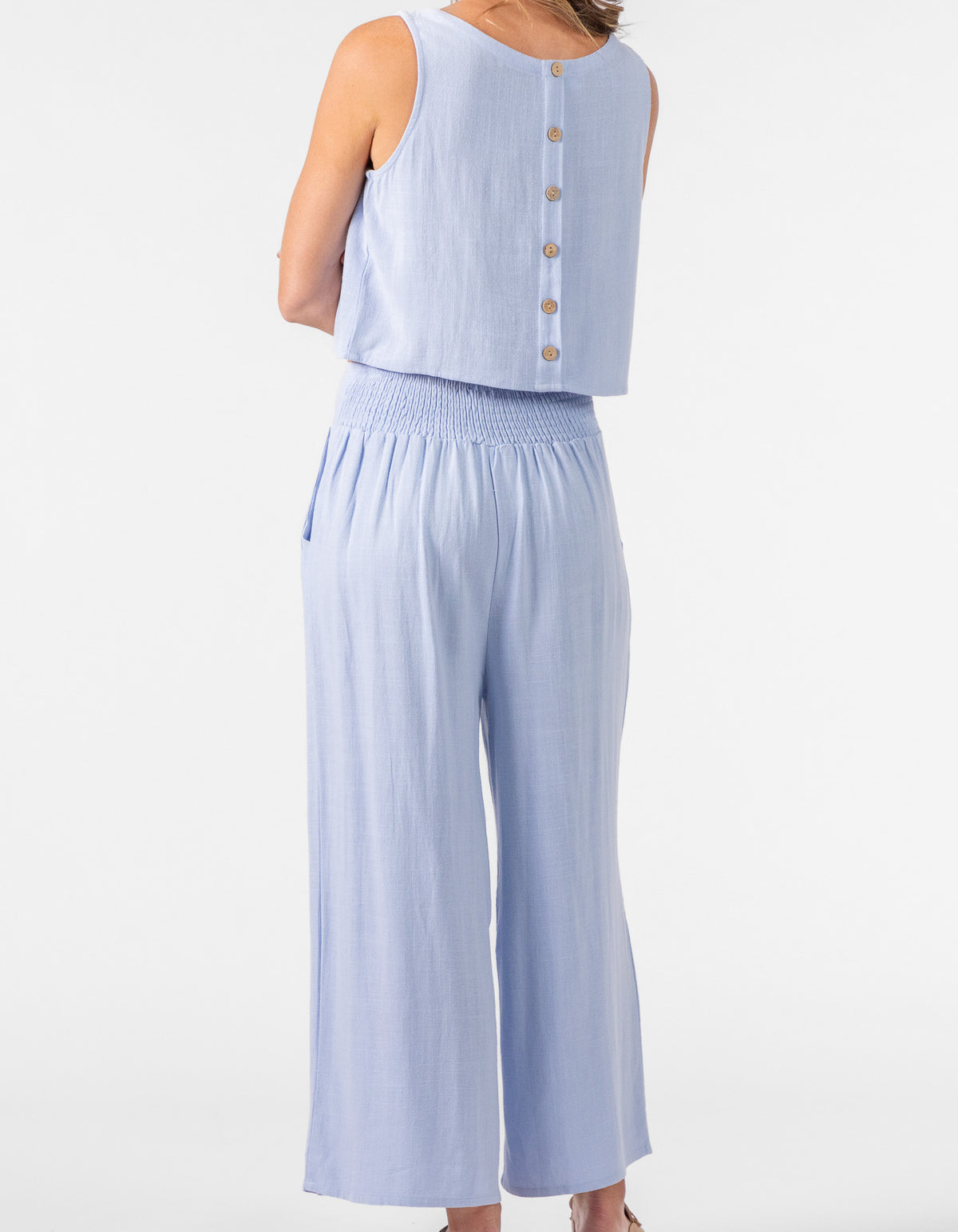 Alexa Elastic Waist Ankle Pants in Light Blue