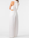 Hermosa Halter Neck Wide Leg Playsuit in White