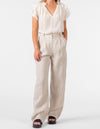 Rome Elastic Back Linen Pants in Oatmeal