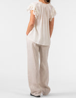 Rome Elastic Back Linen Pants in Oatmeal