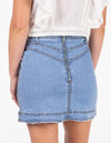 Milan Button Front Mini Skirt in Blue Denim