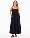 Vienna Zip Back Midaxi Sun Dress in Black